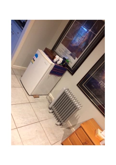 Bar fridge, room heater in your private room