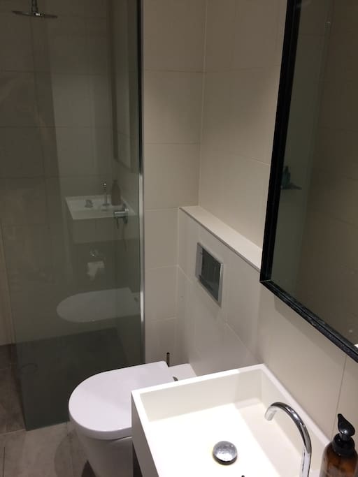Modern bathroom with washer