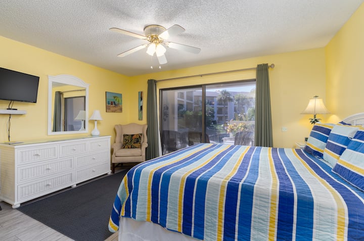 King bed in master with slider to patio 