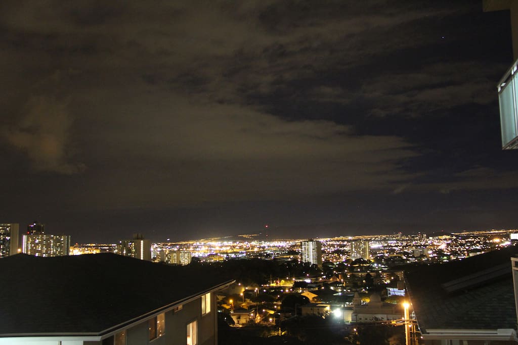The spectacular night view from the house