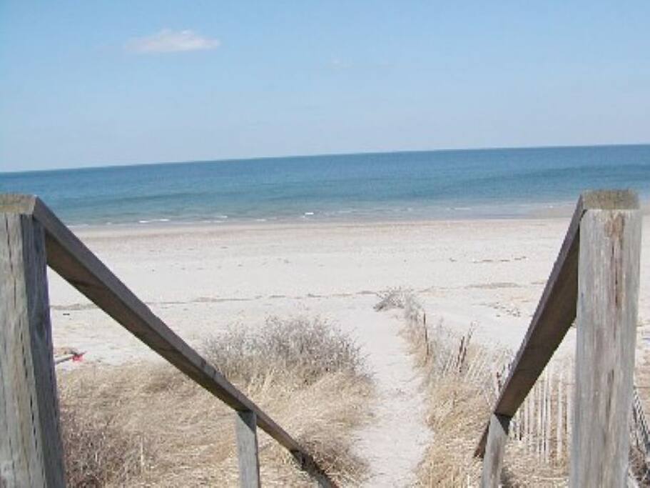 View of private beach from the top of the staircase