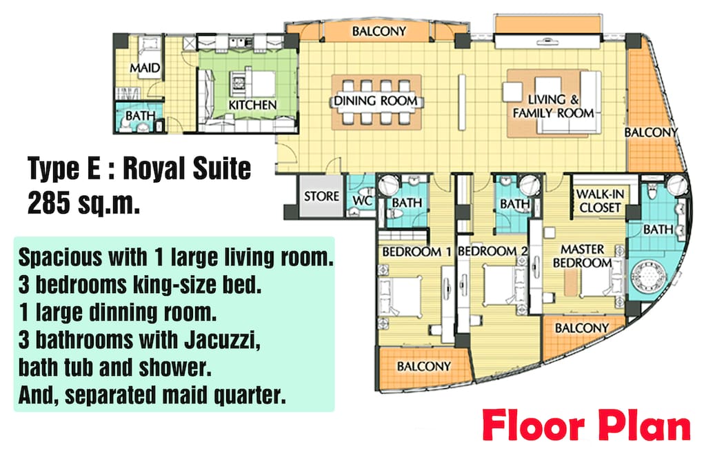 3-Bedroom, and 3-Bathroom Floor Plan.