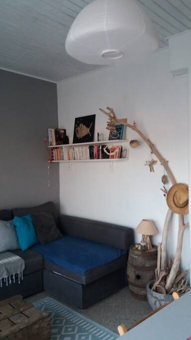Le coin salon bibliothèque