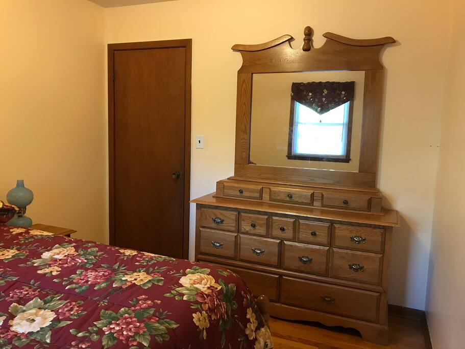 Bedrooms have dressers and closets with hangers so you don’t have to live out of a suitcase.