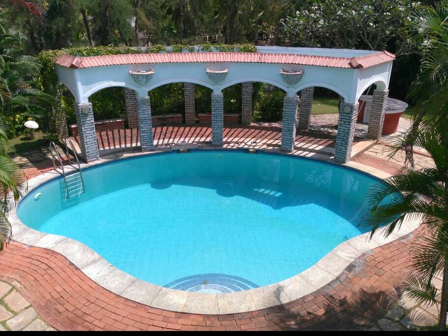 the pool view from the house balcony
