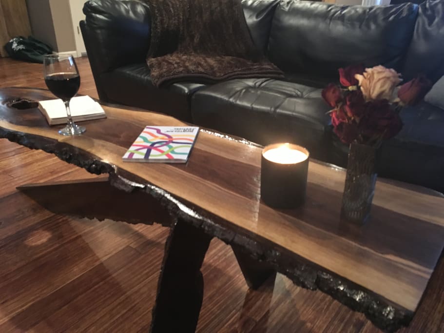 I built this live-edge black walnut table from locally harvested wood. Fun project!
