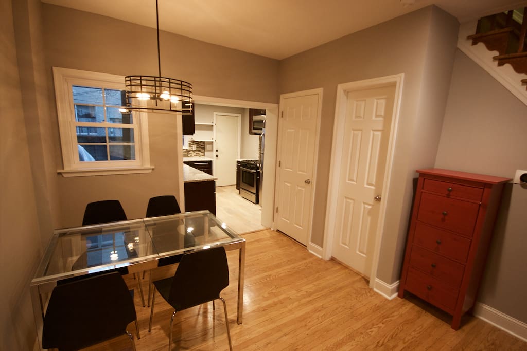 dining table and kitchen
