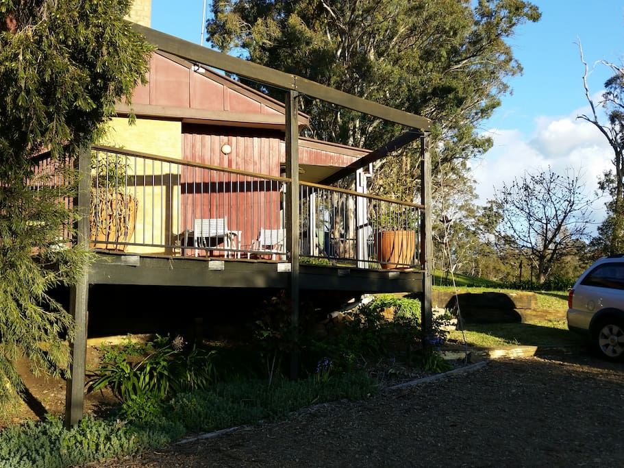 View of the house from the turning circle