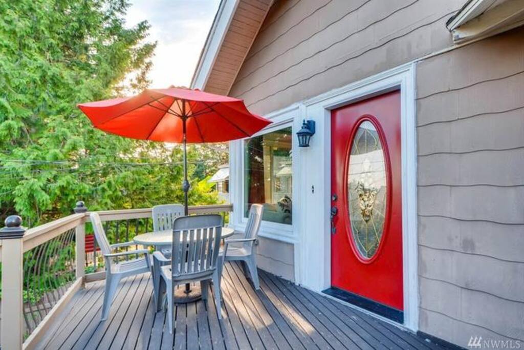 Southern facing Deck. Enjoy your afternoon on a sunny day.