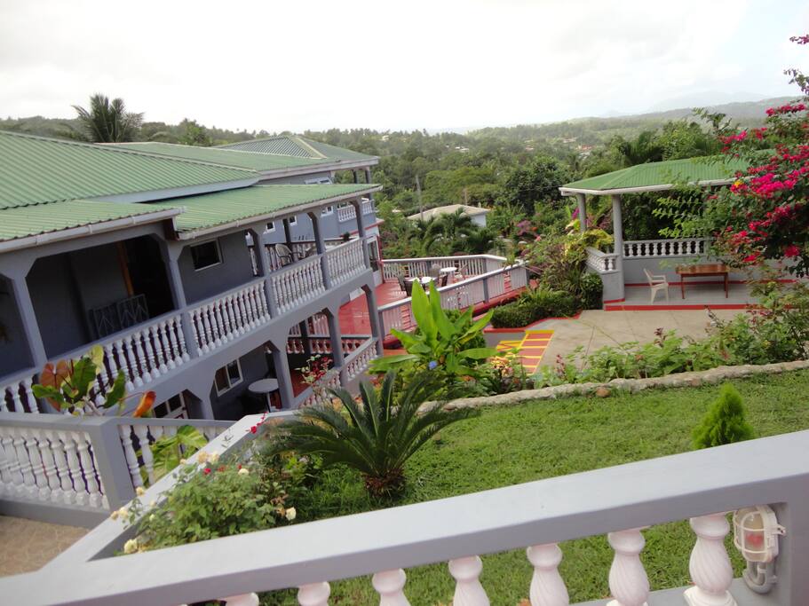 A view of the green and lush mountains in the distance