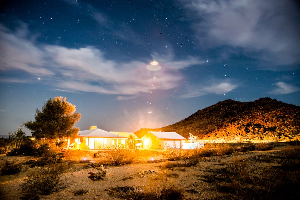 The Hacienda as seen by night. The Hacienda, seclusion and tranquility rule here. 10 acres, no near neighbors.