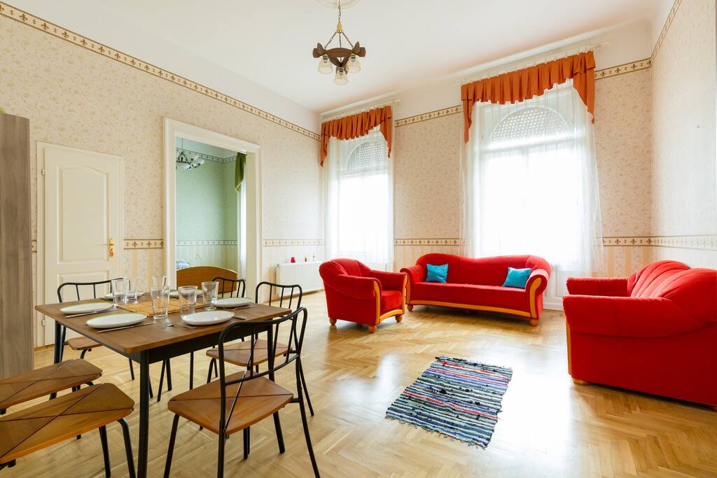 Living room with street view