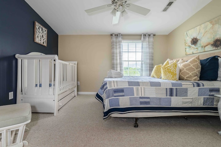 2nd bedroom - sleeps 2. Additional sleeping areas in this bedroom for children (1 toddler in toddler bed and 1 infant in crib), spacious closet, changing table, bedrails, rocking chair