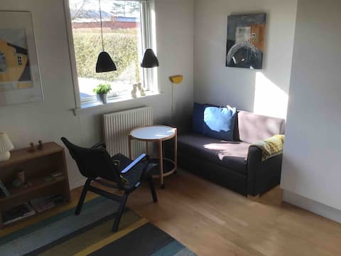 Bedroom, living room & shower in separate section.
