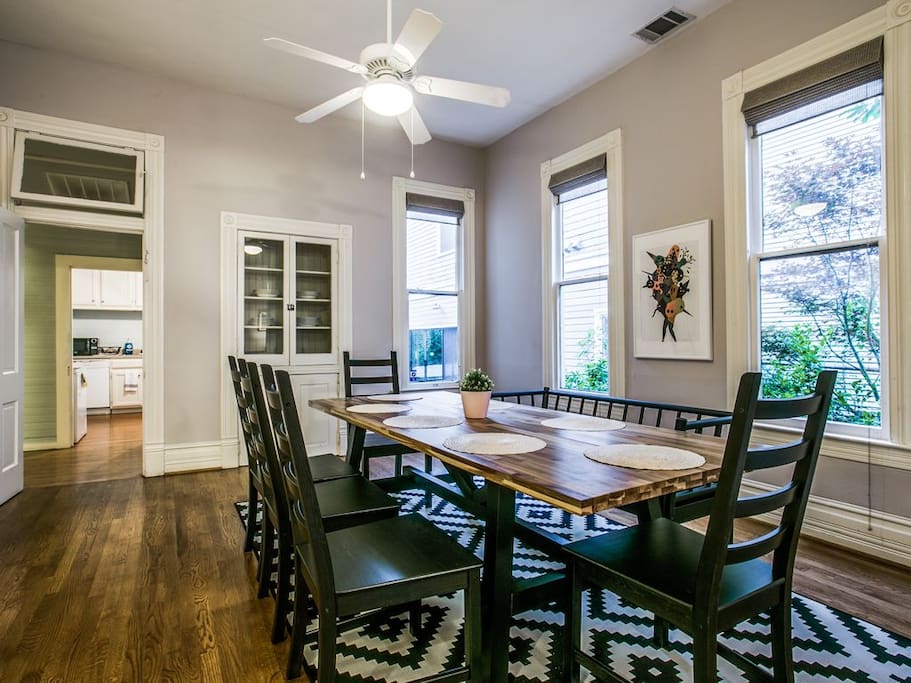 Host a dinner for friends at our well appointed table that fits 8 comfortably