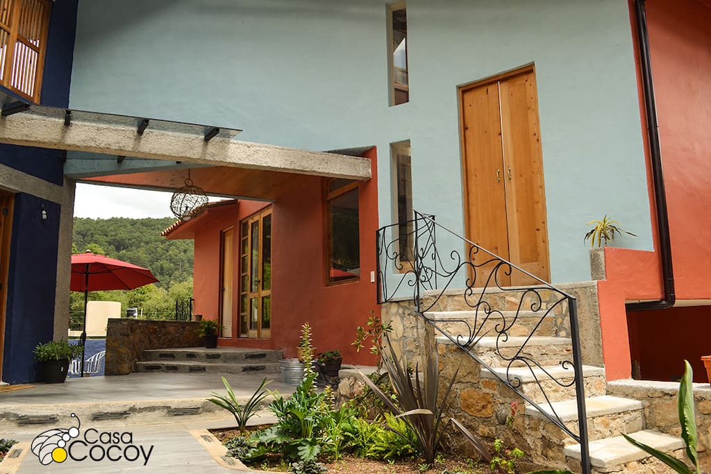 View from the property entrance . The Guest casita is the second entrance on the rt.