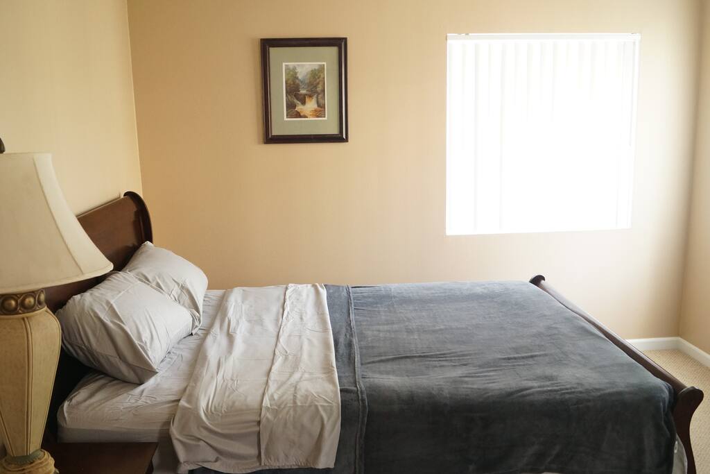 Master bedroom with brand new bed and mattress