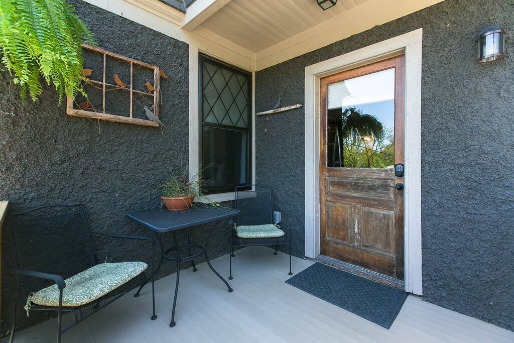 Private back door entrance and porch