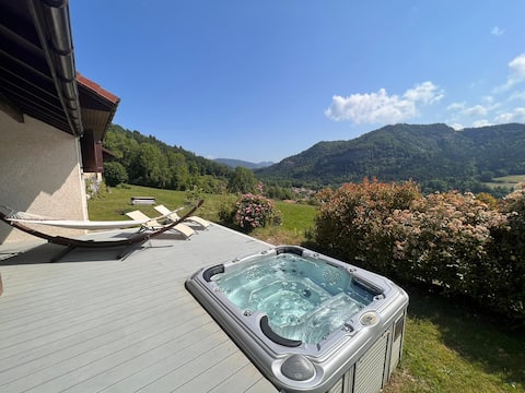 Beautiful villa with a hot tub and panoramic views