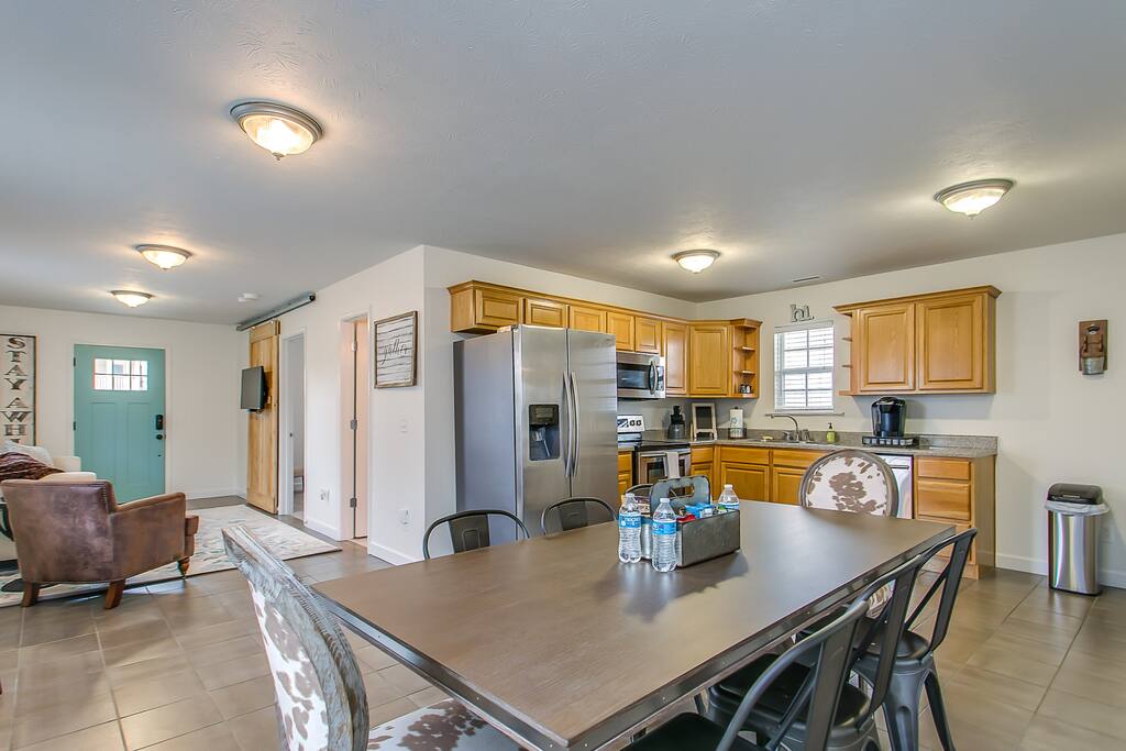 Eight person seating at kitchen table