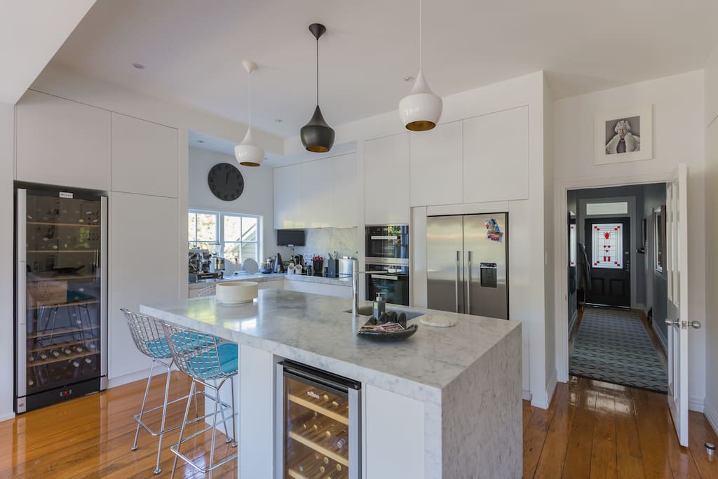 Large kitchen space and breakfast bar