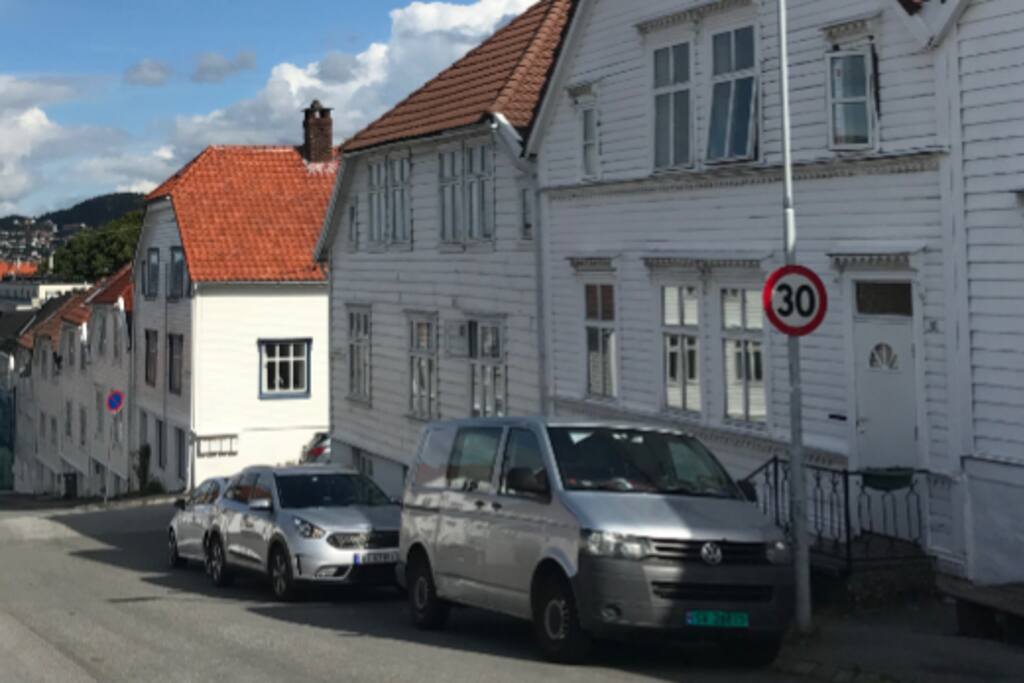 the house is the one behind the traffic sign