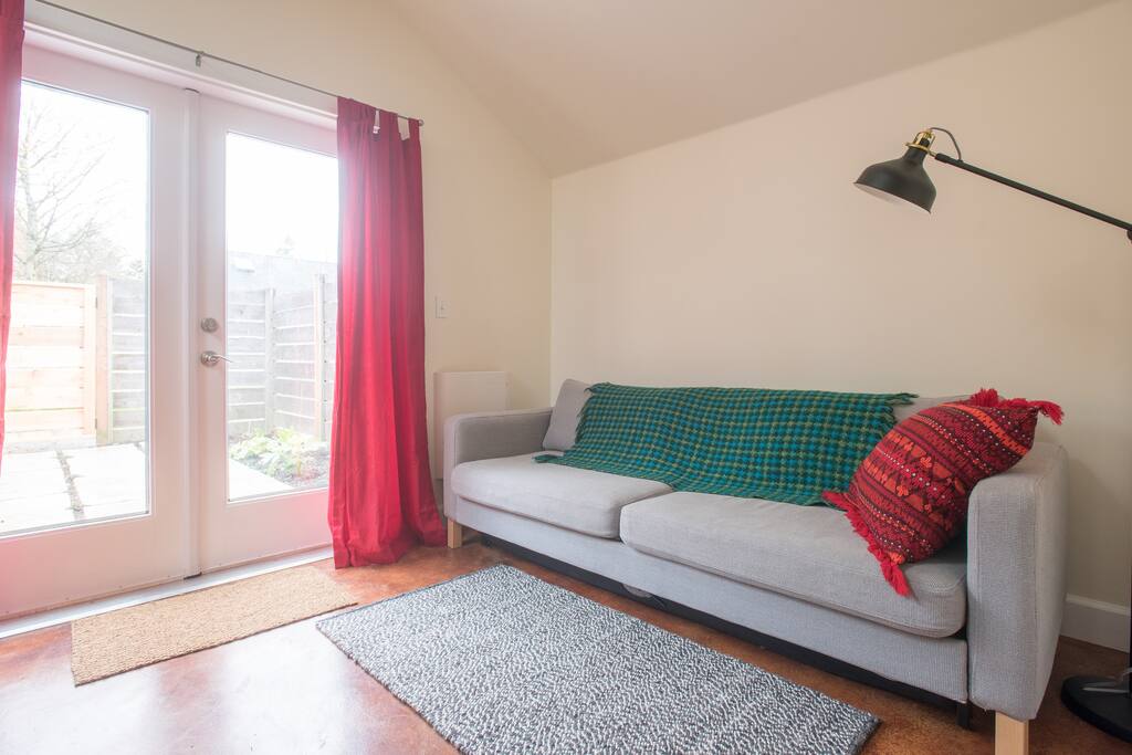 The sofa opens into a bed.