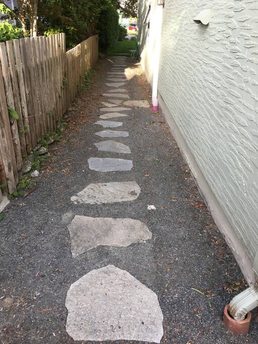 Stone path to private entrance.