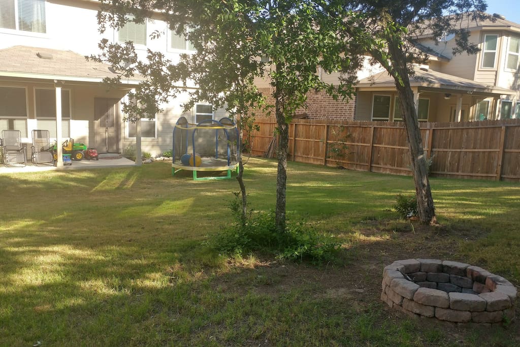 Backyard (sorry, no trampoline anymore).