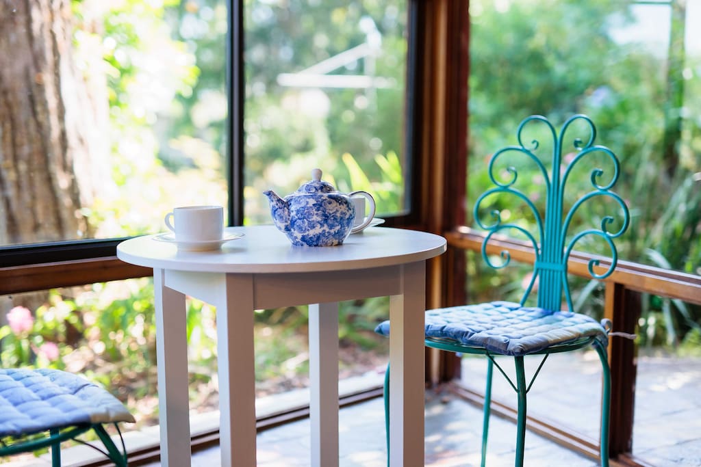 Enjoy a cup of tea or breakfast overlooking the garden