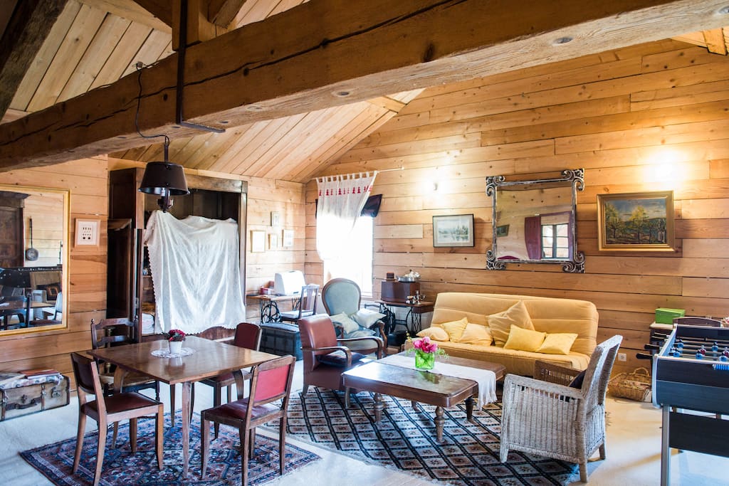salon loft bois