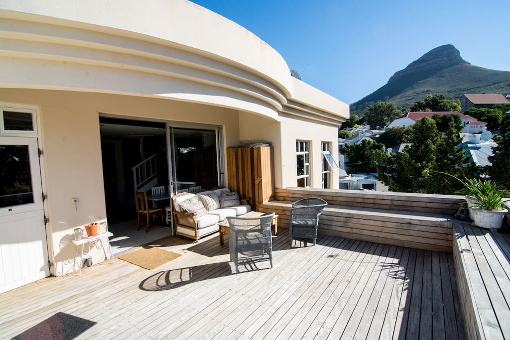 The balcony with the view of Lion's Head (The balcony now has railings around the edges!)