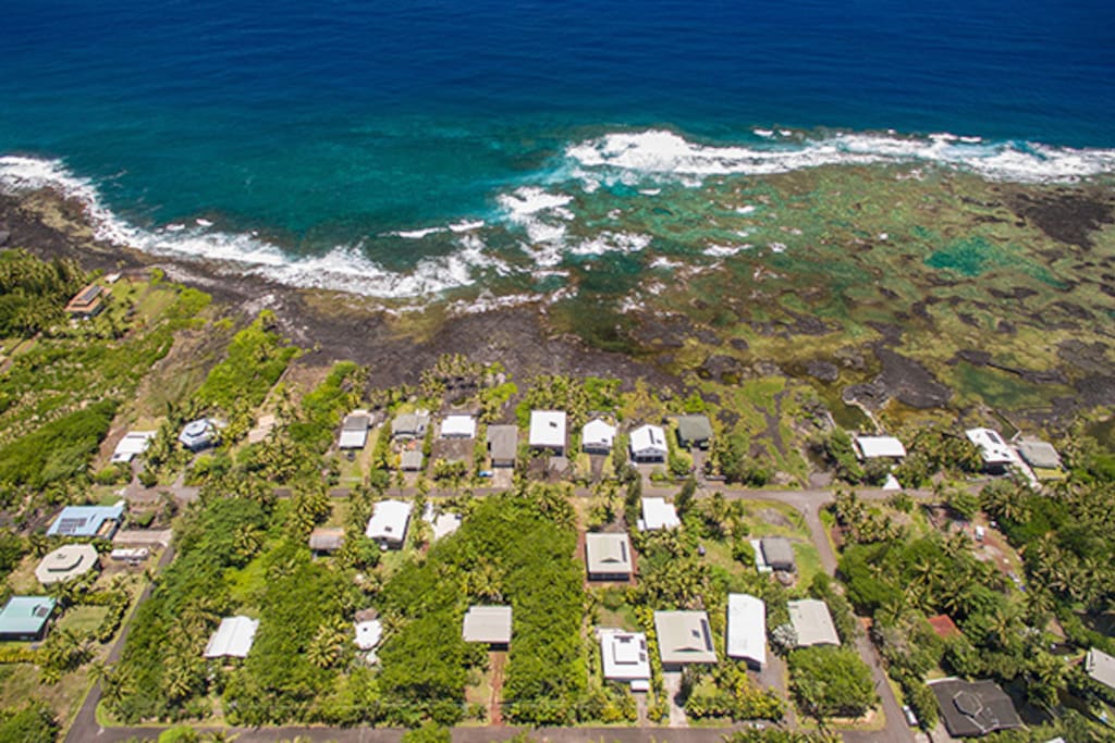 Aerial view of the neighborhood and tidepools.