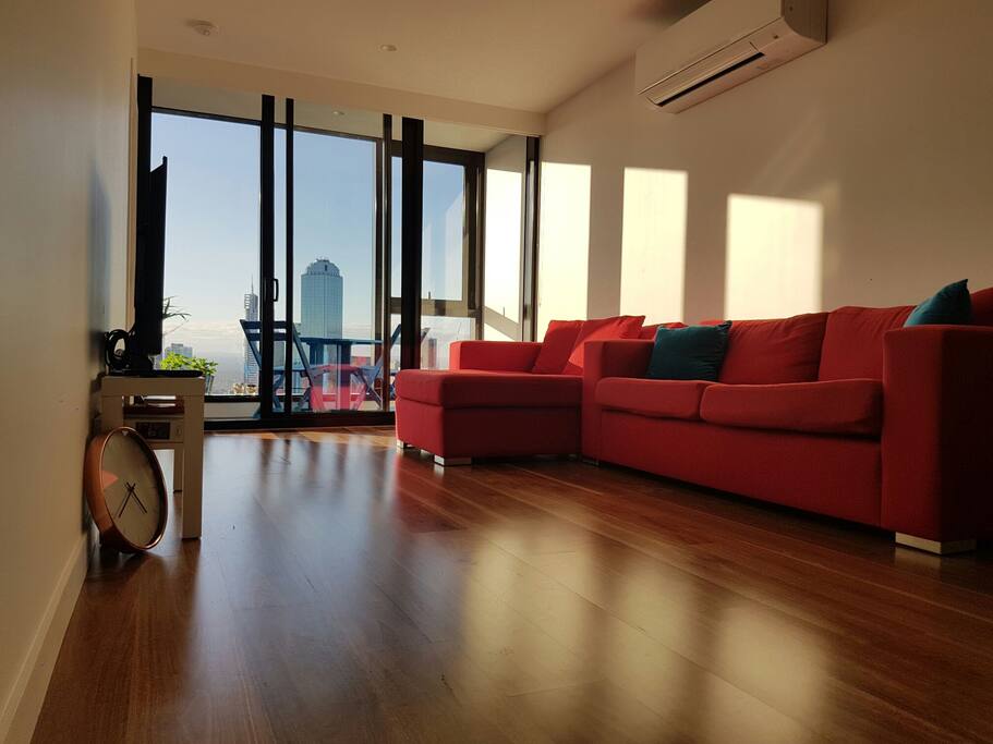 The living room... feel free to catch up on some TV or just relax and read a book! The couches are also perfect for an afternoon nap.