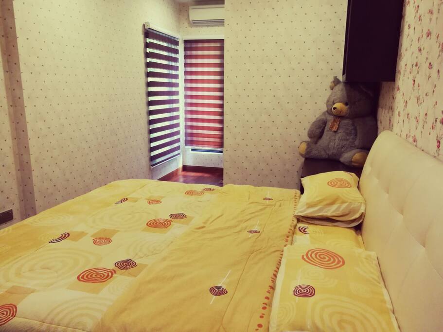 This is the Pink Room. King size bed.