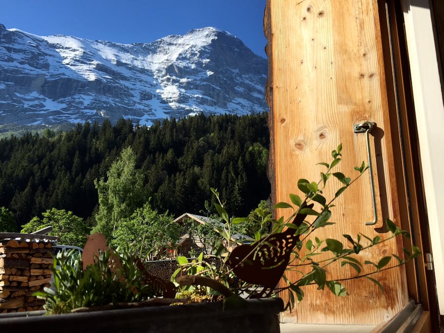 Aussicht vom Schlafzimmer zur Eigernordwand