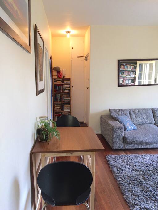Extendable table - can fit 4 people comfortably.