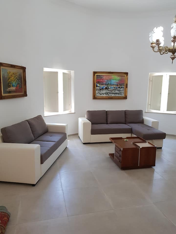 带沙发床的圆形客厅