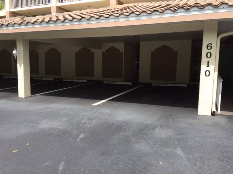 Covered parking space with additional uncovered parking