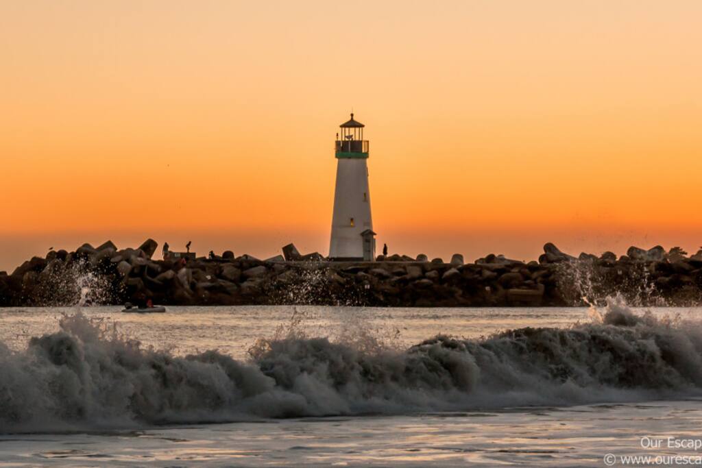 This is a view of our iconic lighthouse at Twin Lakes beach, it's a short walk from our home!