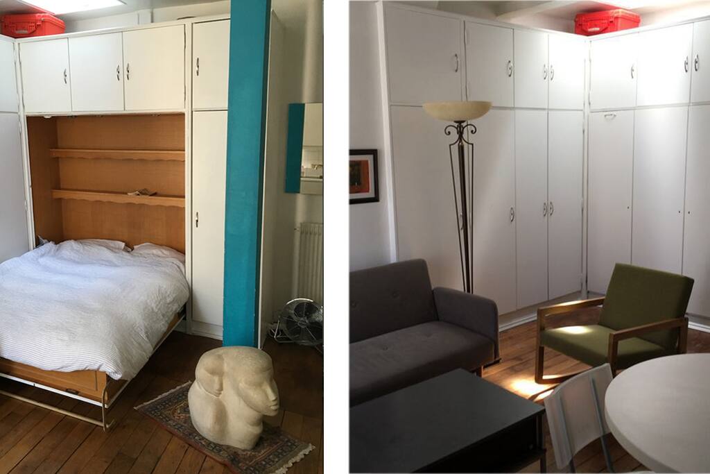 Foldable bed. Plenty of wardrobe space