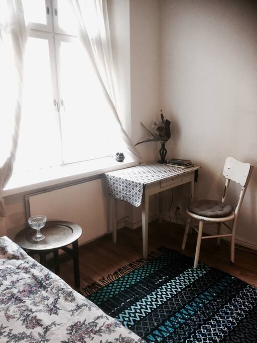 A corner for working, reading, writing or drawing. Works also as a dining table :)