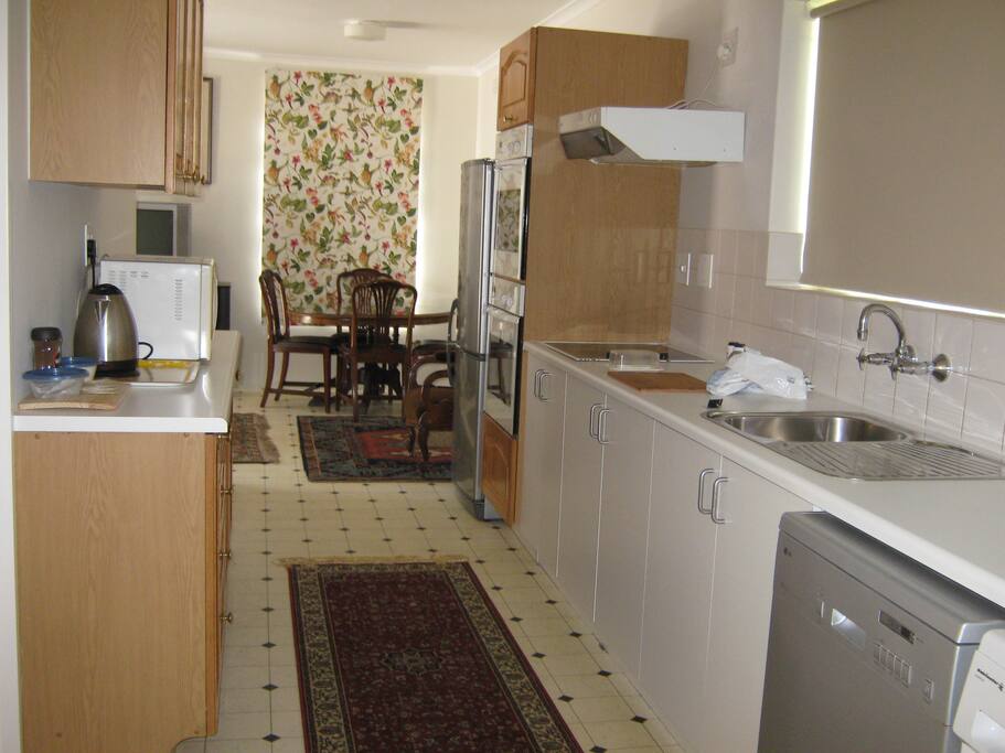 The open plan kitchen and living area