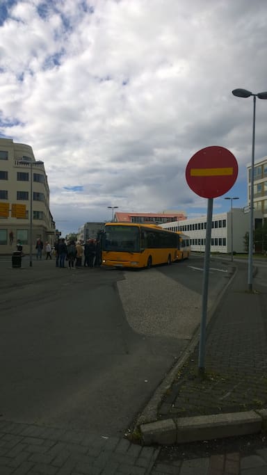 just 2 minute walking you will come center bus station of Reykjavik City