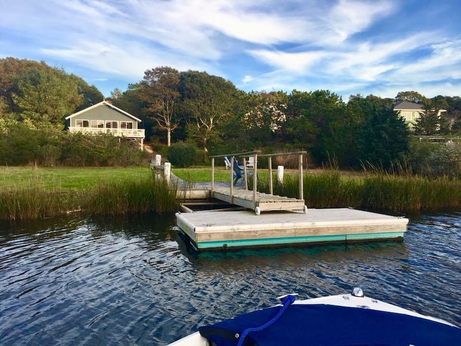 View of Dock and Backyard from boat