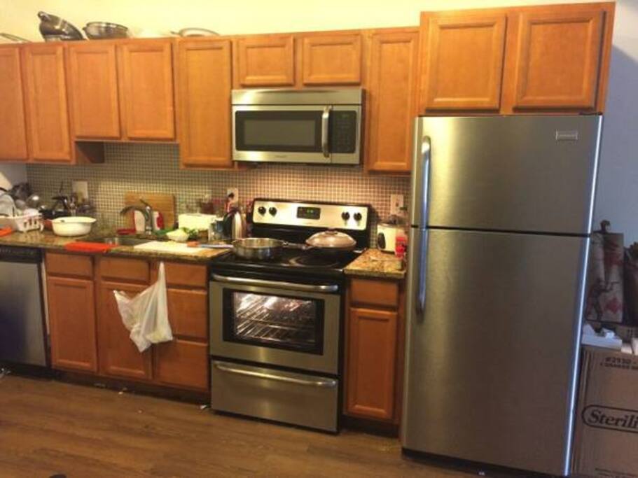 Stainless steel kitchen appliances