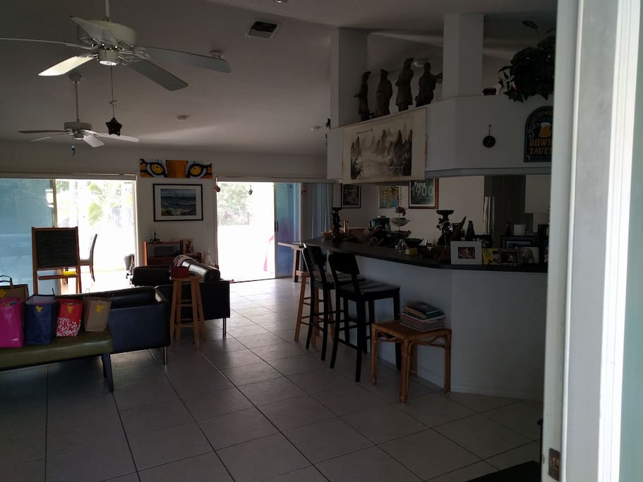 living area 1, including kitchen to the right (shared)