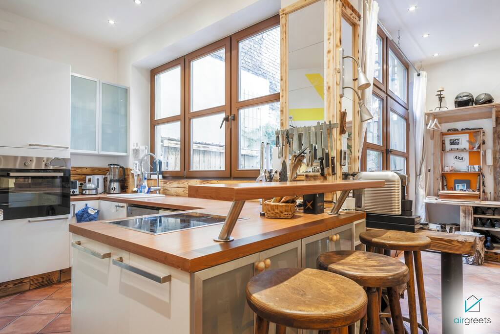 The kitchen is fully equipped for your culinary needs.