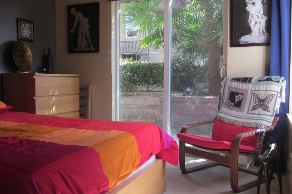 Chair and door to patio.