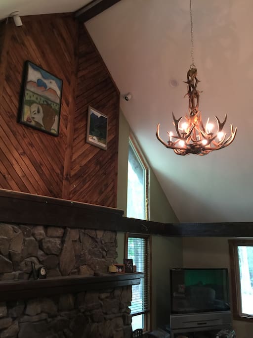 Large Custom built wood fireplace